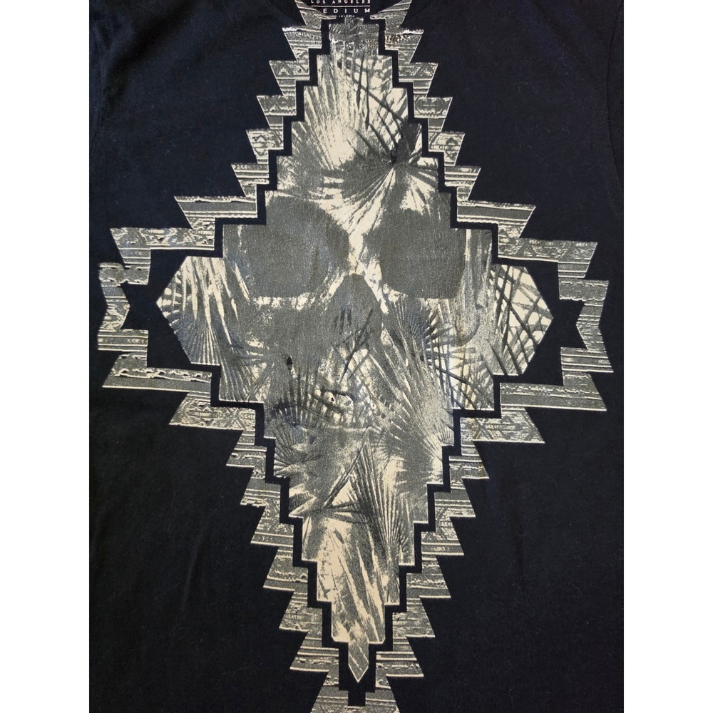 Men's Guess Los Angeles Mens Black Graphic Skull Palm Diamond T-Shirt Medium - Picture 8 of 11